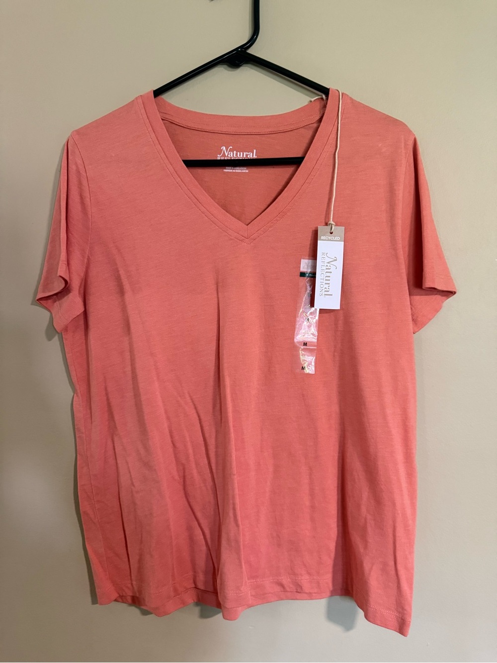 Natural Reflections Coral V-Neck Short Sleeve Tee